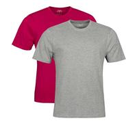 Spairs Mens Plain Essential T-Shirts - Half Cotton, Half Soft Cooling Breathable Bamboo, Crew Neck, Short Sleeve, Tagless, Regular Fit, Sizes S,M,L,XL,XXL, 2 Pack Berry/Grey Heather XXL