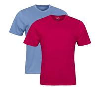 Spairs Mens Plain Essential T-Shirts - Half Cotton, Half Soft Cooling Breathable Bamboo, Crew Neck, Short Sleeve, Tagless, Regular Fit, Many Colours, Sizes S,M,L,XL,XXL, 2 Pack Blue/Berry XL