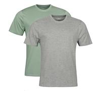 Spairs Mens Plain Essential T-Shirts - Half Cotton, Half Soft Cooling Breathable Bamboo, Crew Neck, Short Sleeve, Tagless, Regular Fit,Sizes S,M,L,XL,XXL, 2 Pack Olive Green/Grey Heather L