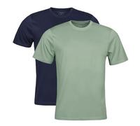 Spairs Mens Plain Essential T-Shirts - Half Cotton, Half Soft Cooling Breathable Bamboo, Crew Neck, Short Sleeve, Tagless, Regular Fit, Many Colours, Sizes S,M,L,XL,XXL, 2 Pack Navy/Olive Green L