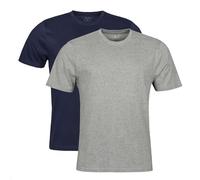 Spairs Mens Plain Essential T-Shirts - Half Cotton, Half Soft Cooling Breathable Bamboo, Crew Neck, Short Sleeve, Tagless, Regular Fit, Many Colours, Sizes S,M,L,XL,XXL, 2 Pack Navy/Grey Heather M