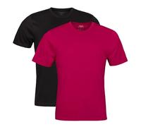 Spairs Mens Plain Essential T-Shirts - Half Cotton, Half Soft Cooling Breathable Bamboo, Crew Neck, Short Sleeve, Tagless, Regular Fit, Many Colours, Sizes S,M,L,XL,XXL, 2 Pack Black/Berry L