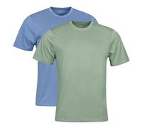 Spairs Mens Plain Essential T-Shirts - Half Cotton, Half Soft Cooling Breathable Bamboo, Crew Neck, Short Sleeve, Tagless, Regular Fit, Many Colours, Sizes S,M,L,XL,XXL, 2 Pack Blue/Olive Green L