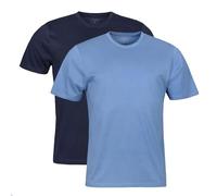 Spairs Mens Plain Essential T-Shirts - Half Cotton, Half Soft Cooling Breathable Bamboo, Crew Neck, Short Sleeve, Tagless, Regular Fit, Many Colours, Sizes S,M,L,XL,XXL, 2 Pack Navy/Blue XL