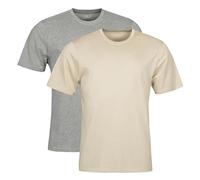 Spairs Mens Plain Essential T-Shirts - Half Cotton, Half Soft Cooling Breathable Bamboo, Crew Neck, Short Sleeve, Tagless, Regular Fit, Sizes S,M,L,XL,XXL, 2 Pack Grey Heather/Oatmeal XL