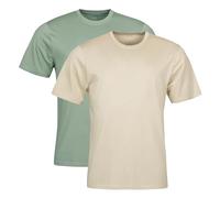 Spairs Mens Plain Essential T-Shirts - Half Cotton, Half Soft Cooling Breathable Bamboo, Crew Neck, Short Sleeve, Tagless, Regular Fit,Sizes S,M,L,XL,XXL, 2 Pack Olive Green/Oatmeal XXL