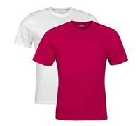 Spairs Mens Plain Essential T-Shirts - Half Cotton, Half Soft Cooling Breathable Bamboo, Crew Neck, Short Sleeve, Tagless, Regular Fit, Many Colours, Sizes S,M,L,XL,XXL, 2 Pack White/Berry L