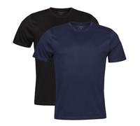 Spairs Mens Plain Essential T-Shirts - Half Cotton, Half Soft Cooling Breathable Bamboo, Crew Neck, Short Sleeve, Tagless, Regular Fit, Many Colours, Sizes S,M,L,XL,XXL, 2 Pack Black/Navy XL