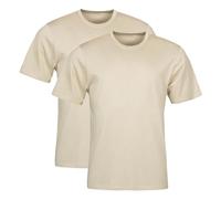 Spairs Mens Plain Essential T-Shirts - Half Cotton, Half Soft Cooling Breathable Bamboo, Crew Neck, Short Sleeve, Tagless, Regular Fit, Many Colours, Sizes S,M,L,XL,XXL, 2 Pack Oatmeal/Oatmeal XL