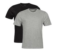 Spairs Mens Plain Essential T-Shirts - Half Cotton, Half Soft Cooling Breathable Bamboo, Crew Neck, Short Sleeve, Tagless, Regular Fit, Many Colours, Sizes S,M,L,XL,XXL, 2 Pack Black/Grey Heather S