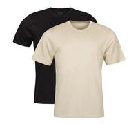 Spairs Mens Plain Essential T-Shirts - Half Cotton, Half Soft Cooling Breathable Bamboo, Crew Neck, Short Sleeve, Tagless, Regular Fit, Many Colours, Sizes S,M,L,XL,XXL, 2 Pack Black/Oatmeal XL