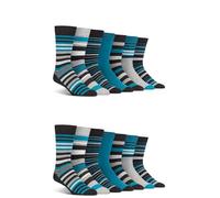 Spairs Men's Socks, Cotton Blend, Bright & Colourful Designs, Stripe, Soft, Breathable, Comfortable, Crew Length, Value Multipack of 14 Pairs, Size 7-11 Stripe Charcoal/Teal