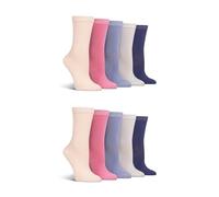 Spairs Women's Bamboo Socks, Plain, Bright & Colourful Designs, Soft, Breathable, Comfortable, Crew Length, Value Multipack of 10 Pairs, Size 4-8 Pastel Plain