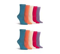 Spairs Women's Bamboo Socks, Plain, Bright & Colourful Designs, Soft, Breathable, Comfortable, Crew Length, Value Multipack of 10 Pairs, Size 4-8 Deep Plain