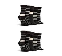 Spairs Women's Bamboo Socks, Striped, Bright & Colourful Designs, Soft, Breathable, Comfortable, Crew Length, Value Multipack of 10 Pairs, Size 4-8 Black/Charcoal