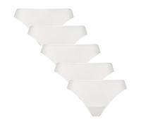 Spairs Women's Bamboo Soft Thongs - Low Rise, High Leg, Stretchy, Tagless, Colourful, Plain, 5 Pair Multipack Sizes UK 10,12,14,16,18 White 12