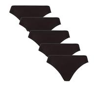 Spairs Women's Bamboo Soft Thongs - Low Rise, High Leg, Stretchy, Tagless, Colourful, Plain, 5 Pair Multipack Sizes UK 10,12,14,16,18 Black 14