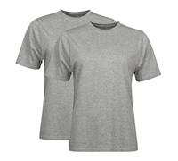 Spairs Womens Plain Essential T-Shirts - Half Cotton, Half Soft Cooling Breathable Bamboo, Crew Neck, Short Sleeve, Tagless, Sizes UK 10, 12, 14, 16, 18, 2 Pack Grey Heather/Grey Heather UK 14