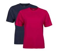 Spairs Womens Plain Essential T-Shirts - Half Cotton, Half Soft Cooling Breathable Bamboo, Crew Neck, Short Sleeve, Tagless, Black, White, Navy, Sizes UK 10, 12, 14, 16, 18, 2 Pack Navy/Berry UK 10