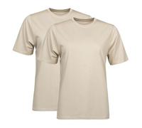 Spairs Womens Plain Essential T-Shirts - Half Cotton, Half Soft Cooling Breathable Bamboo, Crew Neck, Short Sleeve, Tagless, Sizes UK 10, 12, 14, 16, 18, 2 Pack Oatmeal/Oatmeal UK 16