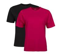 Spairs Womens Plain Essential T-Shirts - Half Cotton, Half Soft Cooling Breathable Bamboo, Crew Neck, Short Sleeve, Tagless, Black, White, Navy, Sizes UK 10, 12, 14, 16, 18, 2 Pack Black/Berry UK 14
