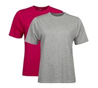 Spairs Womens Plain Essential T-Shirts - Half Cotton, Half Soft Cooling Breathable Bamboo, Crew Neck, Short Sleeve, Tagless, Sizes UK 10, 12, 14, 16, 18, 2 Pack Berry/Grey Heather UK 16
