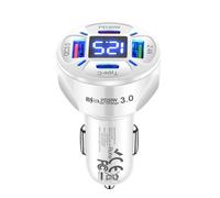 SPAKAMTZTK 120W Car Phone Charger 4 Ports PD USB Charging 1 Lighter Adapter Digital Display Chargers Fit For Xiaomi For Samsung lighter(White)