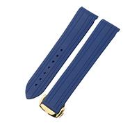 SPAKAMTZTK 20mm 22mm Rubber Silicone Strap Men's For Omega For Seamaster 300 Curved End Sports Waterproof Strap Stainless Steel Clasp Watchband watch band(Navy gold buckle,20mm)