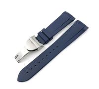 SPAKAMTZTK 22mm Natural Rubber Silione Watch Band Special Curved End Pin/Folding Buckle Black Blue Red Wrist Strap For Tudor For GMT watch band(Blue fold)
