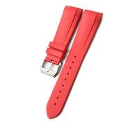 SPAKAMTZTK 22mm Natural Rubber Silione Watch Band Special Curved End Pin/Folding Buckle Black Blue Red Wrist Strap For Tudor For GMT watch band(Red pin)