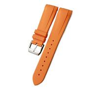 SPAKAMTZTK 22mm Natural Rubber Silione Watch Band Special For Tudor Black Bay Curved End Pin/Folding Buckle Black Blue Red Wrist Strap watch band(Orange pin)