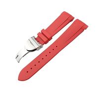 SPAKAMTZTK 22mm Natural Rubber Silione Watch Band Special For Tudor Black Bay Curved End Pin/Folding Buckle Black Blue Red Wrist Strap watch band(Red fold)