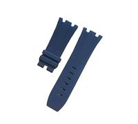 SPAKAMTZTK 28mm Soft Black White Green Yellow Orange Gray Blue Red Silicone Rubber Watch Strap Bracelet For AP For ROYAL OAK Watchband Belt watch band(Blu,With Silver Buckle)