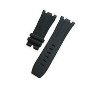 SPAKAMTZTK 28mm Soft Black White Green Yellow Orange Gray Blue Red Silicone Rubber Watch Strap Bracelet For AP For ROYAL OAK Watchband Belt watch band(Black,With Black Buckle)