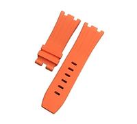 SPAKAMTZTK 28mm Soft Black White Green Yellow Orange Gray Blue Red Silicone Rubber Watch Strap Bracelet For AP For ROYAL OAK Watchband Belt watch band(Oranje,With Black Buckle)