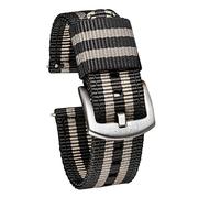 SPAKAMTZTK Black Orange Watch Bands Fast Release Military Nylon Watch Straps And Heavy Duty Brushed Buckle 18mm 20mm 22mm 24mm watch band(B white,22mm)