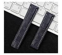 SPAKAMTZTK Real Leather Watch Band Watchband For Breitling Strap For NAVITIMER For WORLD For Avenger Belt 20mm 22mm 24mm Logo watch band(Dark blue,SILVER BUCKLE_20MM)