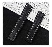 SPAKAMTZTK Real Leather Watch Band Watchband For Breitling Strap For NAVITIMER For WORLD For Avenger Belt 20mm 22mm 24mm Logo watch band(Black bamboo,SILVER BUCKLE_24MM)