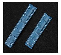 SPAKAMTZTK Real Leather Watch Band Watchband For Breitling Strap For NAVITIMER For WORLD For Avenger Belt 20mm 22mm 24mm Logo watch band(Light Blue,SILVER BUCKLE_22MM)