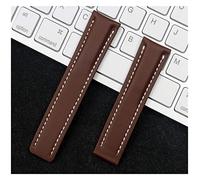 SPAKAMTZTK Real Leather Watch Band Watchband For Breitling Strap For NAVITIMER For WORLD For Avenger Belt 20mm 22mm 24mm Logo watch band(Brown flat,BLACK BUCKLE_24MM)