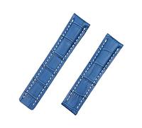 SPAKAMTZTK Real Leather Watch Band Watchband For Breitling Strap For NAVITIMER For WORLD For Avenger Belt 20mm 22mm 24mm Logo watch band(Sky blue,BLACK BUCKLE_22MM)
