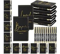 Spakon 10 Sets Christian Mothers Day Gifts for Women Men Bulk Religious Leather Notebook Prayer Journal Pen Church Gift Bible Study Scripture Mom Grandma Dad Favors (Bible Verse,Black)