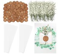 Spakon 100 Pcs Vellum Belly Bands for 5 x 7 Wedding Invitations Clear Invitation Band with 100 Pcs Dried Baby's Breath Flowers 50 Pcs Gold Wax Seal Stickers for Wedding Invitation Wraps Accessories