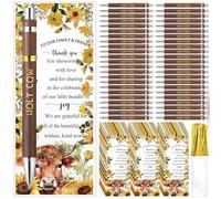Spakon 50 Sets Baby Shower Pens Favors Bulk Include 50 Highland Cow Bamboo Pens 50 Thank You Bookmarks Baby Shower Return Gifts for Guests Thank You Gifts Game Prizes Gender Reveal Party Supplies