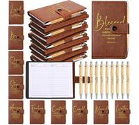 Spakon 60 Pcs Christian Gift Bulk Leather Prayer Journal Religious Notebook with Bible Verse Pens Teacher Appreciation Gift for Women Men Church Sunday School Pastor (English Bible Words)