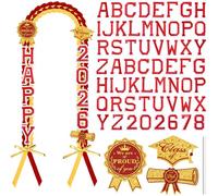 Spakon 62 Pcs Graduation Leis 2026 Graduation Ribbon Lei Necklace Decorations with Letter Wooden Pattern for Student, About 48 inches in length, Polyester ribbons, No Gemstone