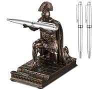 Spakon Roman Knight Pen Holder with 2 Pens Resin Desk Organizers and Accessories Funny Executive Pen Stand King's Guard Fancy Cool Office Gadgets Cool Desk Decorations for Men Home Supplies