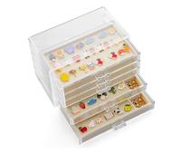 SPAKOWN Pin Display Case with 5 Drawers, Enamel Pin Display Box Dustproof Pin Collection Display Holder Pin Organizer for Collectors (Beige)