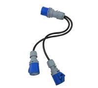 Spalivivre 32A Plug to 2 x 16A Sockets, 2 Way Hookup Converter Cable, Electric Caravan Adapter Converter Lead Camping Electric Hook Up Cable IP44 Waterproof