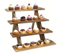 Spalivivre 4 Tier Wooden Cupcake Display Stand, Market Stall Display Rustic Retail Stair Shelf Cascading Display Riser, Decorative Farmhouse Dessert Stand for Spice, Plant, Dessert, Craft, Perfume
